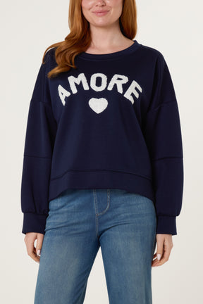 Flocking "Amore" High Low Sweatshirt