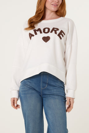 Flocking "Amore" High Low Sweatshirt