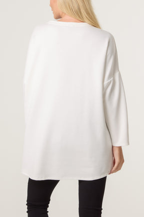 Denim Bows Soft Touch Sweat Top