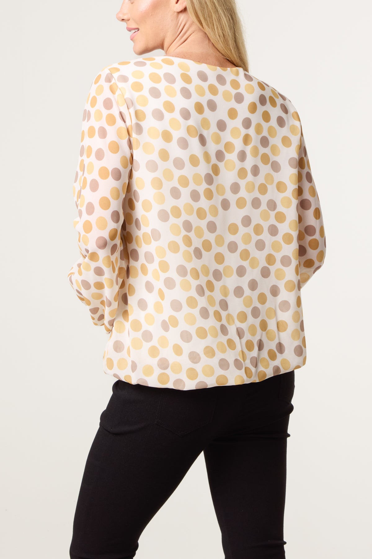 Scoop Neck Polka Dot Blouse
