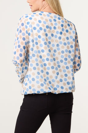 Scoop Neck Polka Dot Blouse