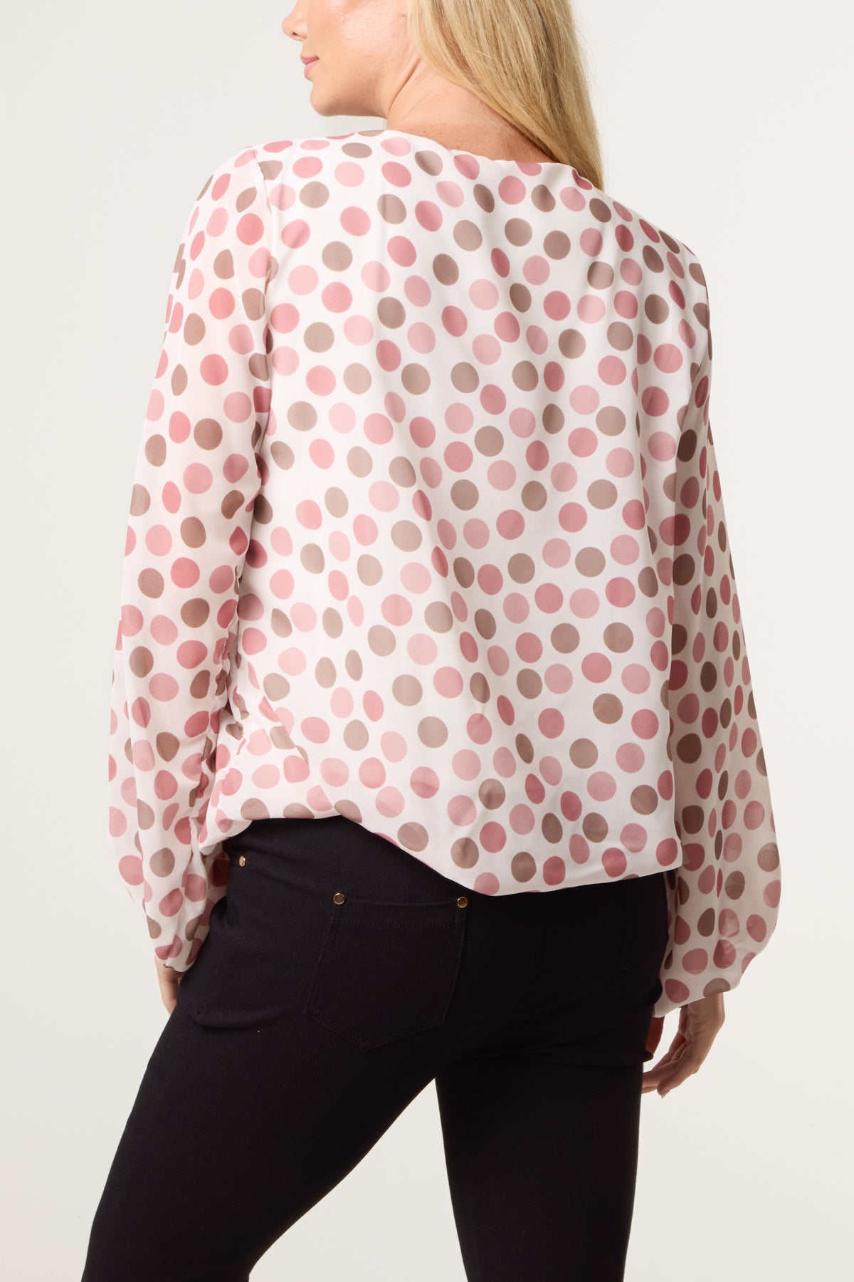 Scoop Neck Polka Dot Blouse