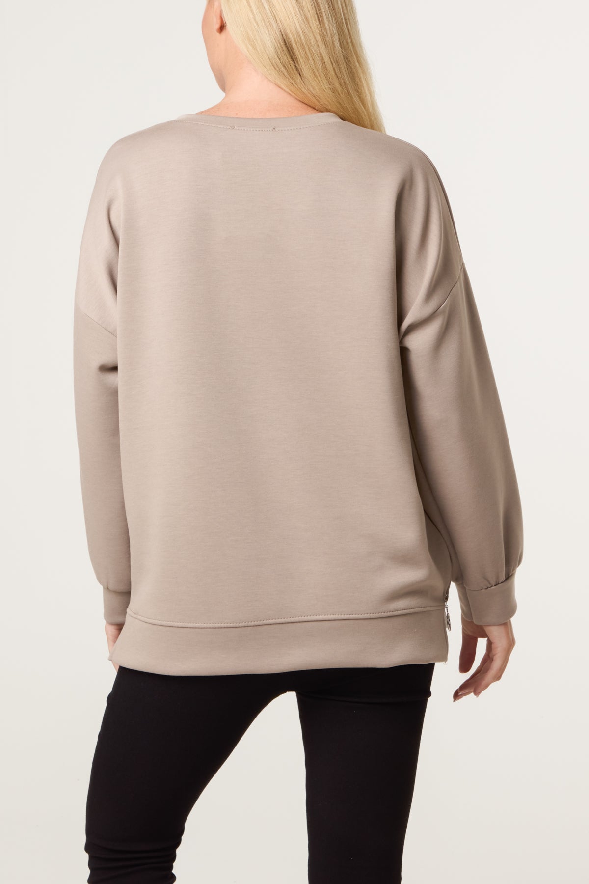 Contrast Hem Side Zip Sweatshirt