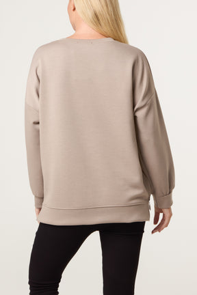Contrast Hem Side Zip Sweatshirt