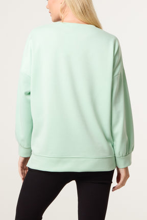 Contrast Hem Side Zip Sweatshirt