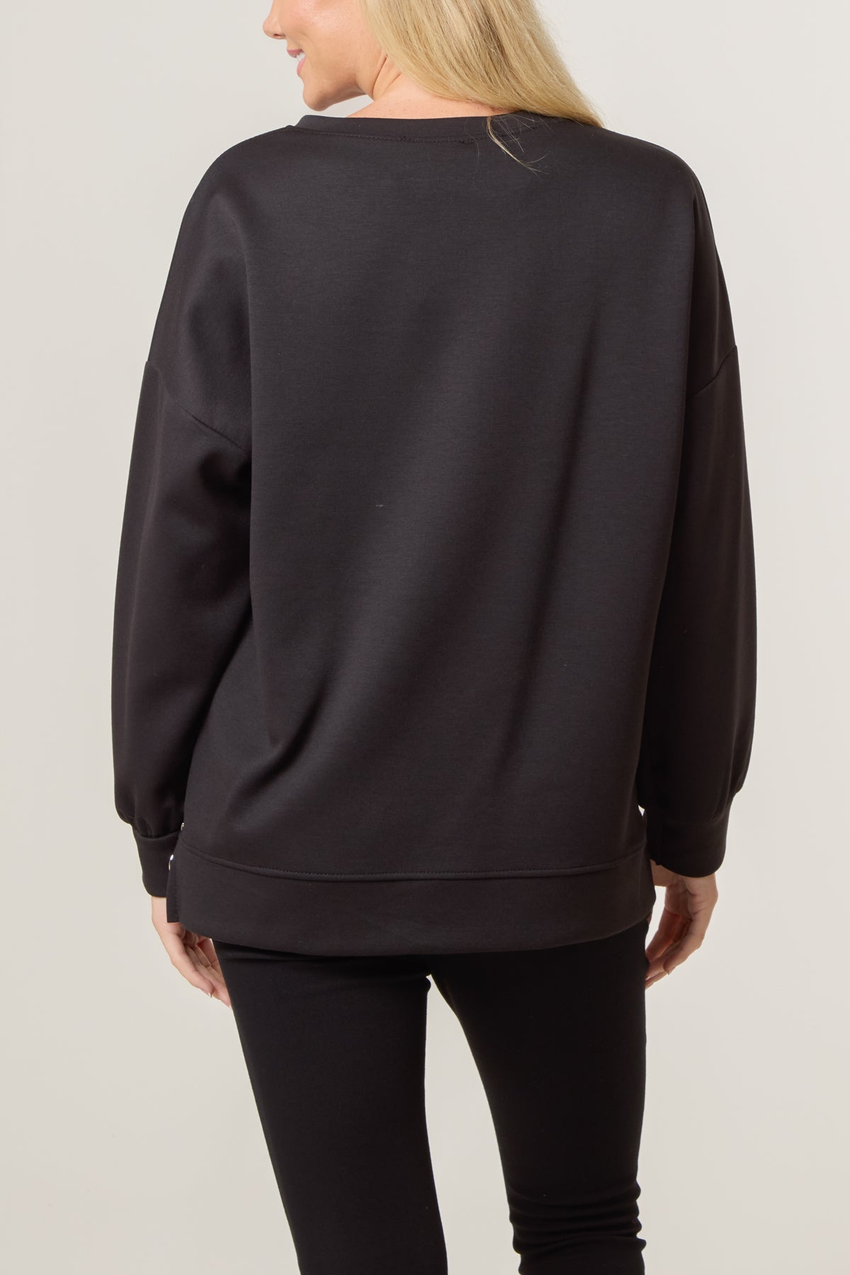 Contrast Hem Side Zip Sweatshirt