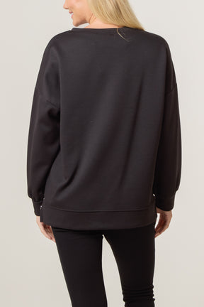 Contrast Hem Side Zip Sweatshirt