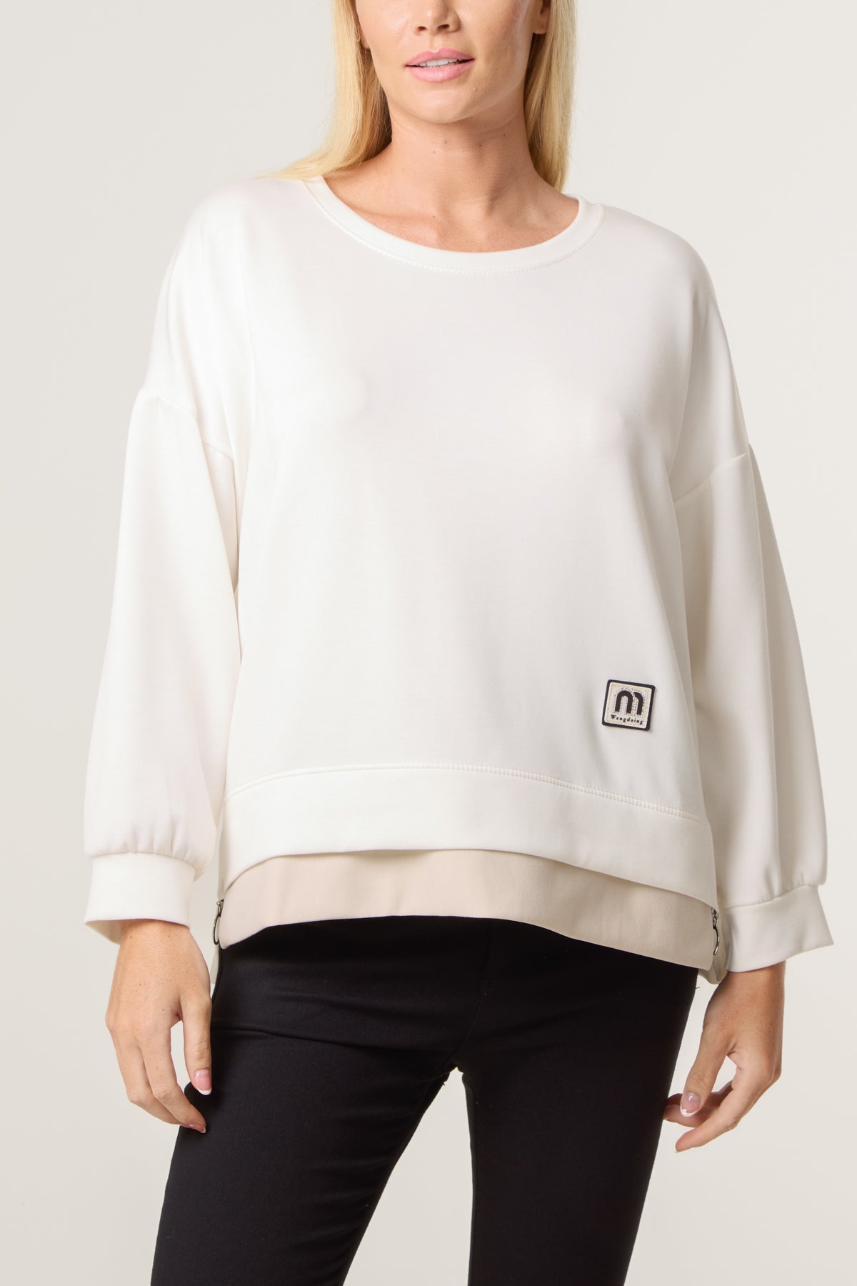 Contrast Hem Side Zip Sweatshirt