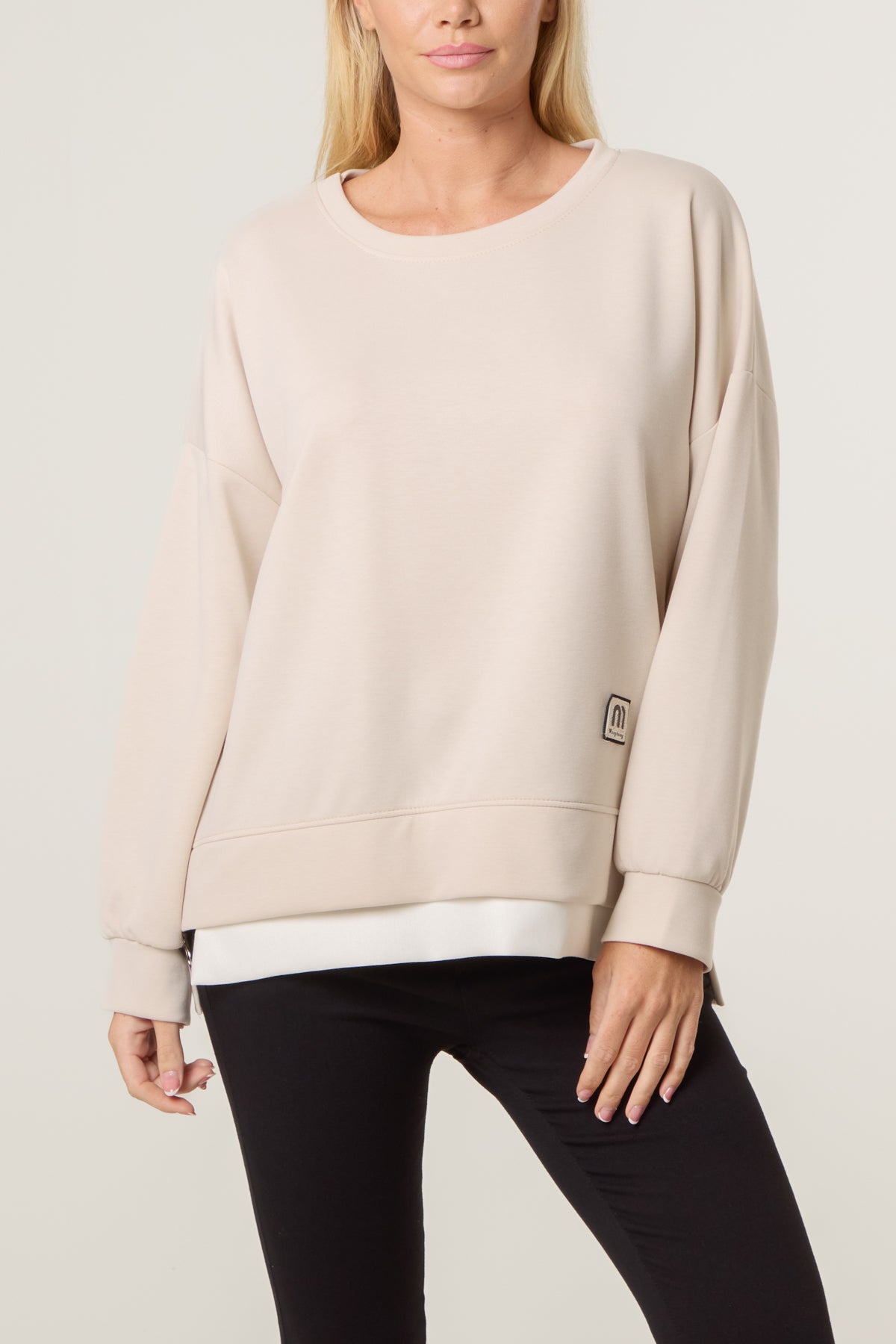 Contrast Hem Side Zip Sweatshirt