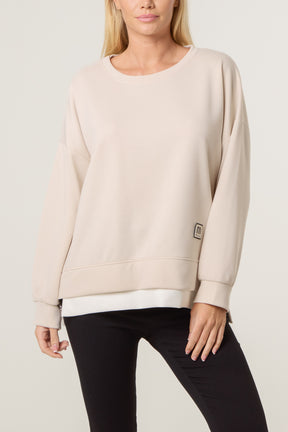 Contrast Hem Side Zip Sweatshirt
