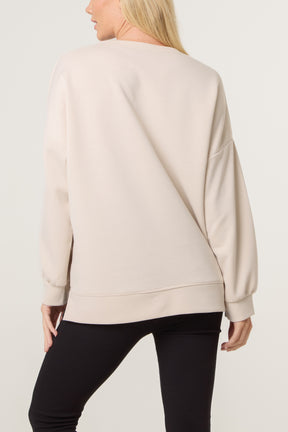 Contrast Hem Side Zip Sweatshirt