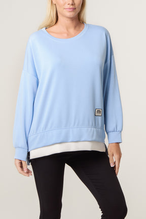 Contrast Hem Side Zip Sweatshirt