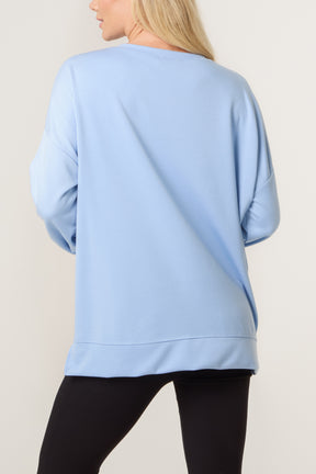 Contrast Hem Side Zip Sweatshirt