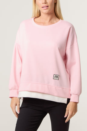 Contrast Hem Side Zip Sweatshirt