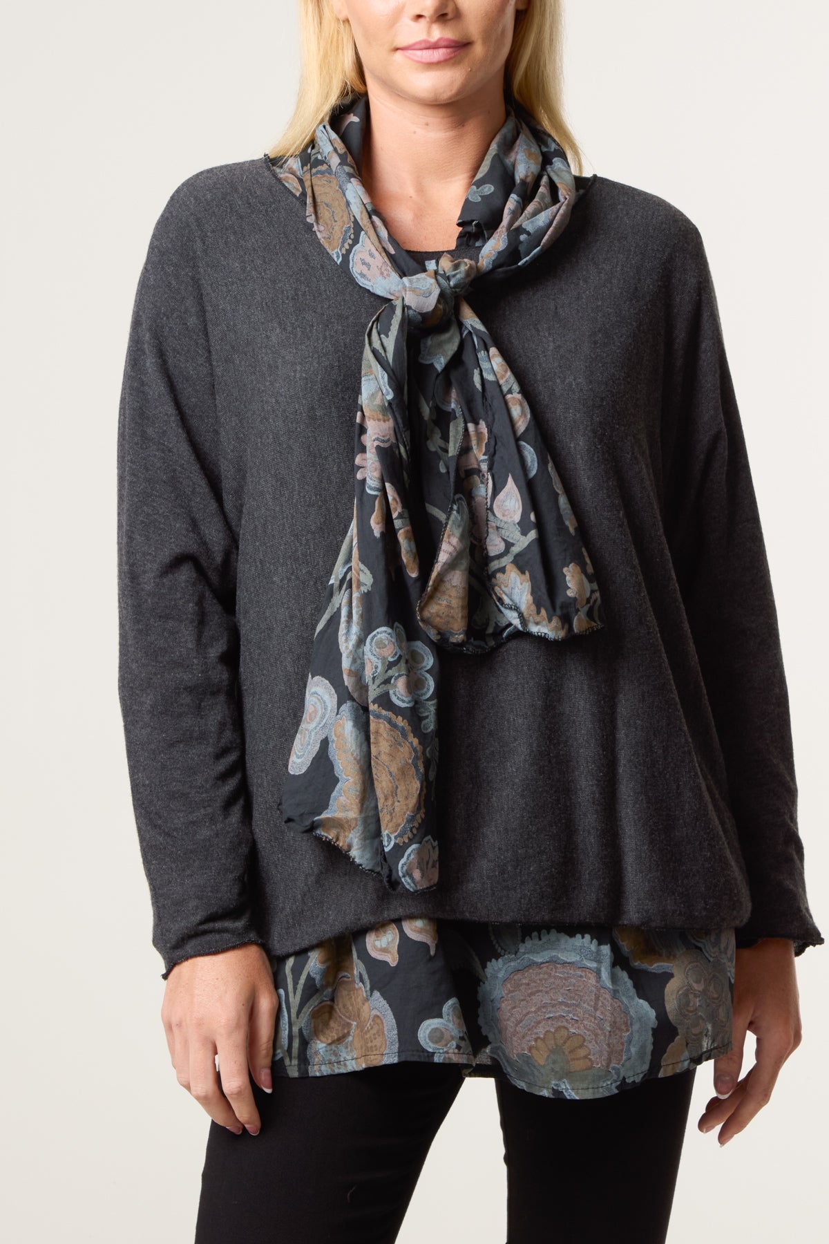 Scarf Double Layer Blouse & Knit