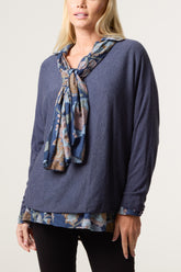Scarf Double Layer Blouse & Knit