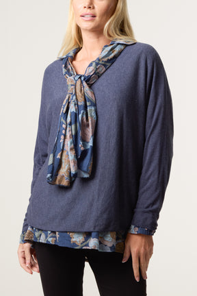 Scarf Double Layer Blouse & Knit