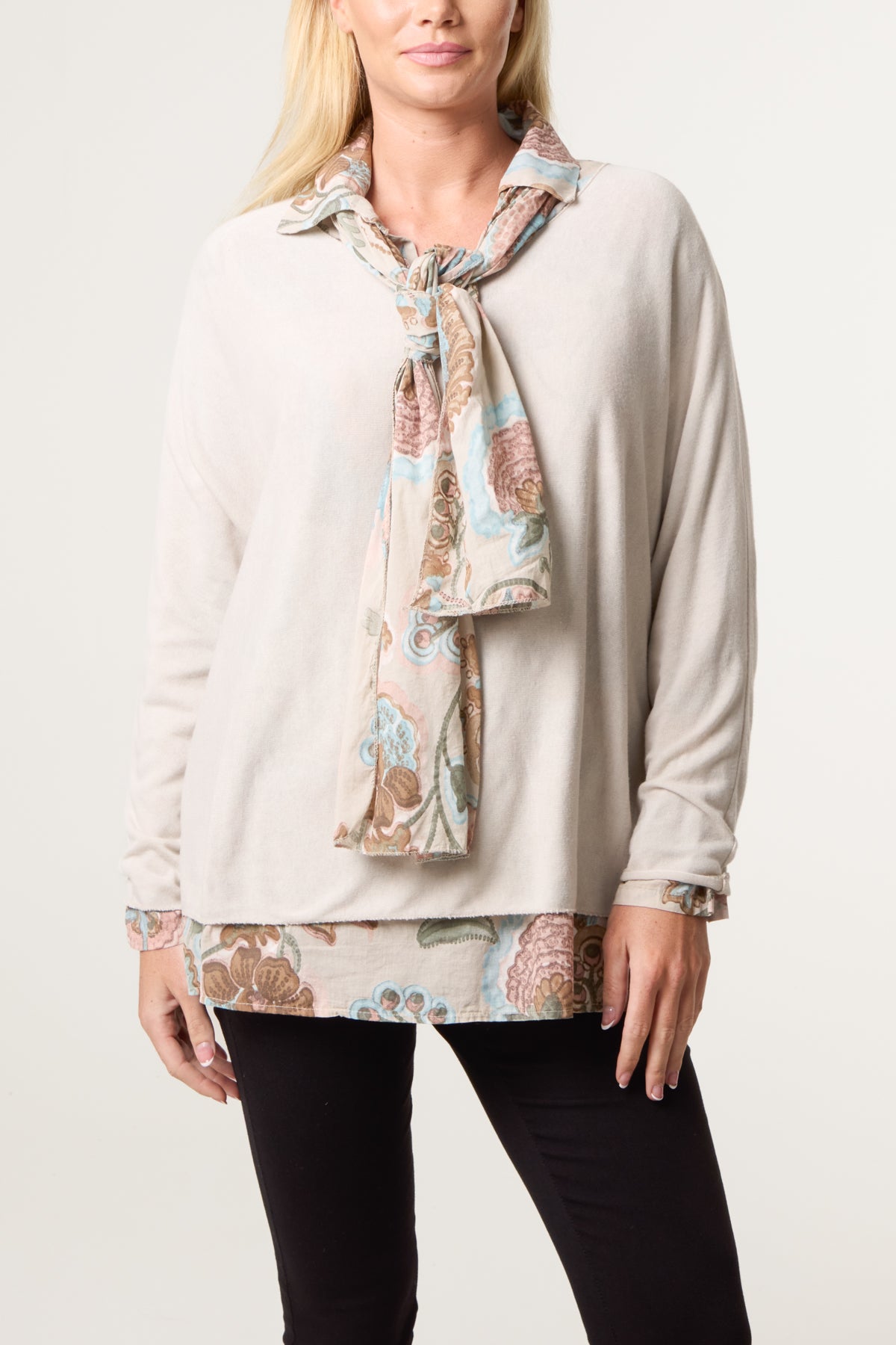 Scarf Double Layer Blouse & Knit