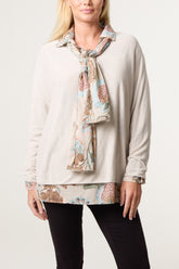 Scarf Double Layer Blouse & Knit