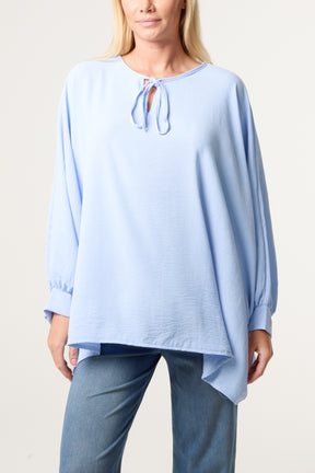 Tie Front Cuff Sleeve Floaty Blouse
