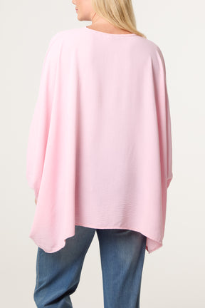 Tie Front Cuff Sleeve Floaty Blouse