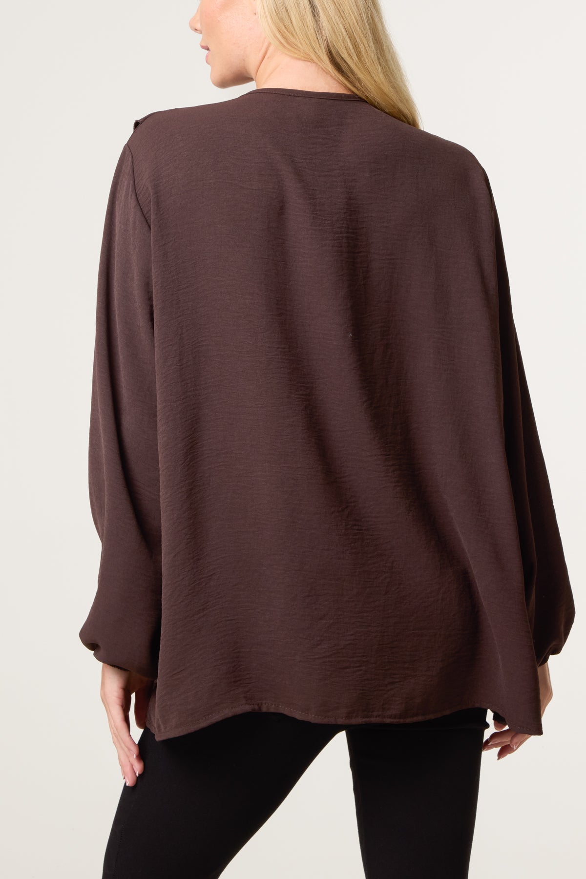 V-Neck Ruffle Long Sleeve Blouse