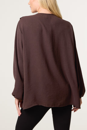 V-Neck Ruffle Long Sleeve Blouse