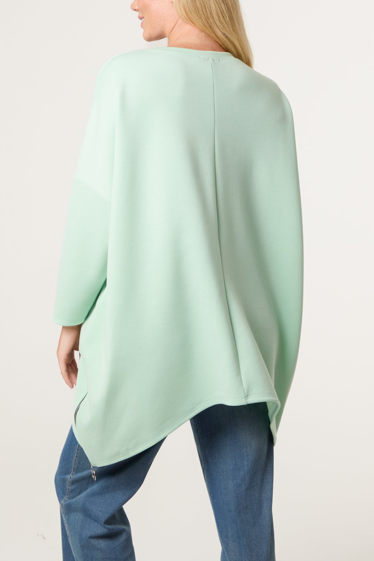 Denim Heart Side Zip Sweatshirt