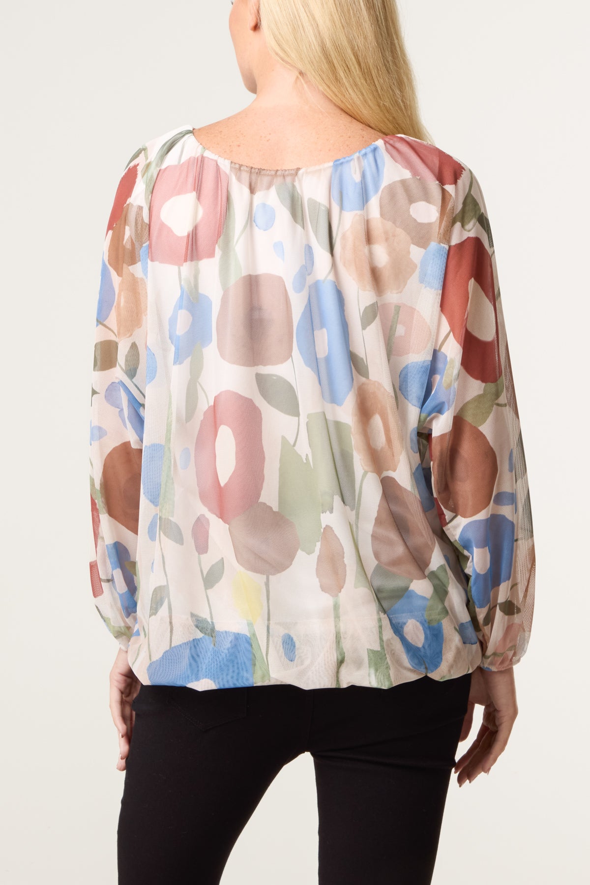 Circles Print Mesh Blouse