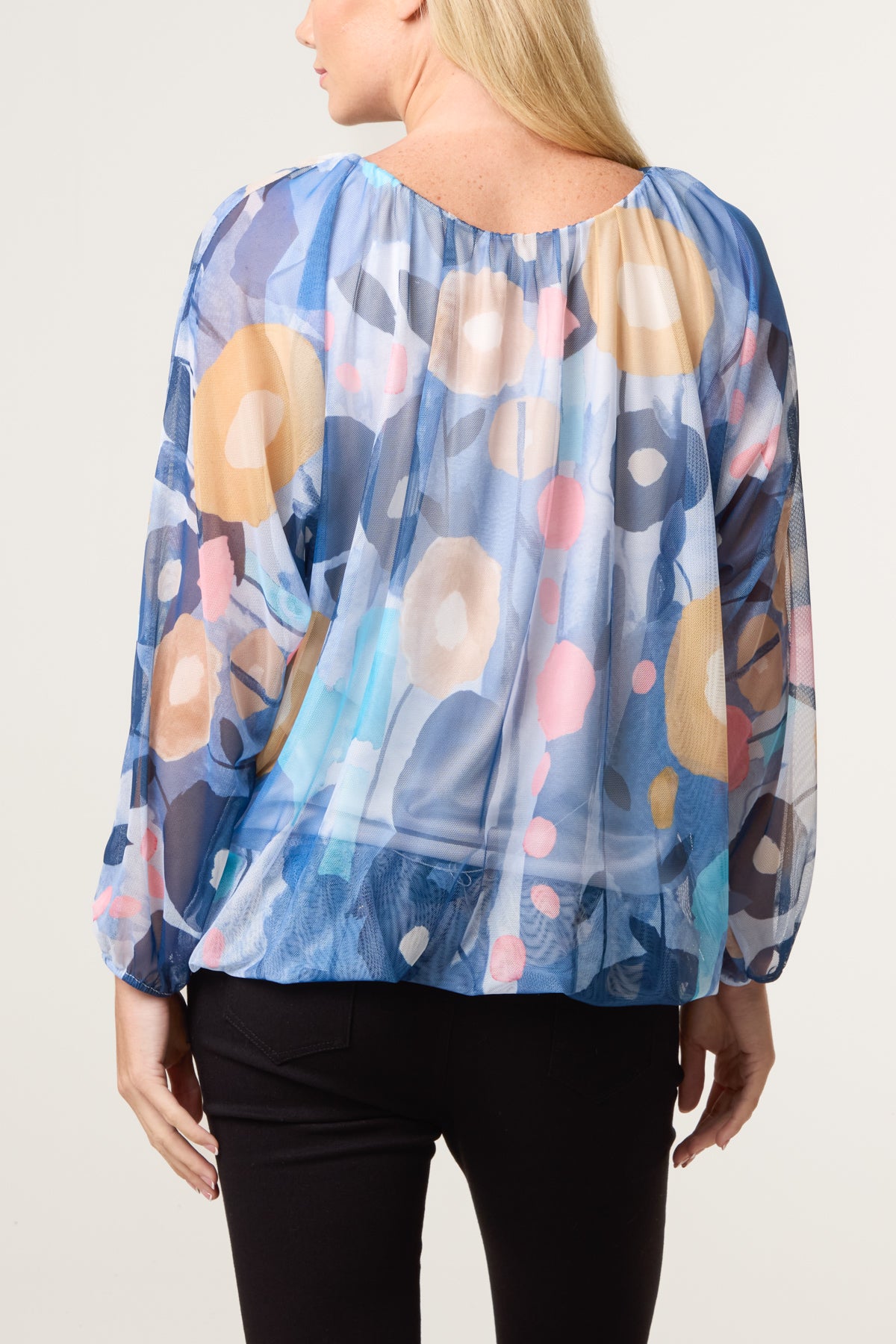 Circles Print Mesh Blouse