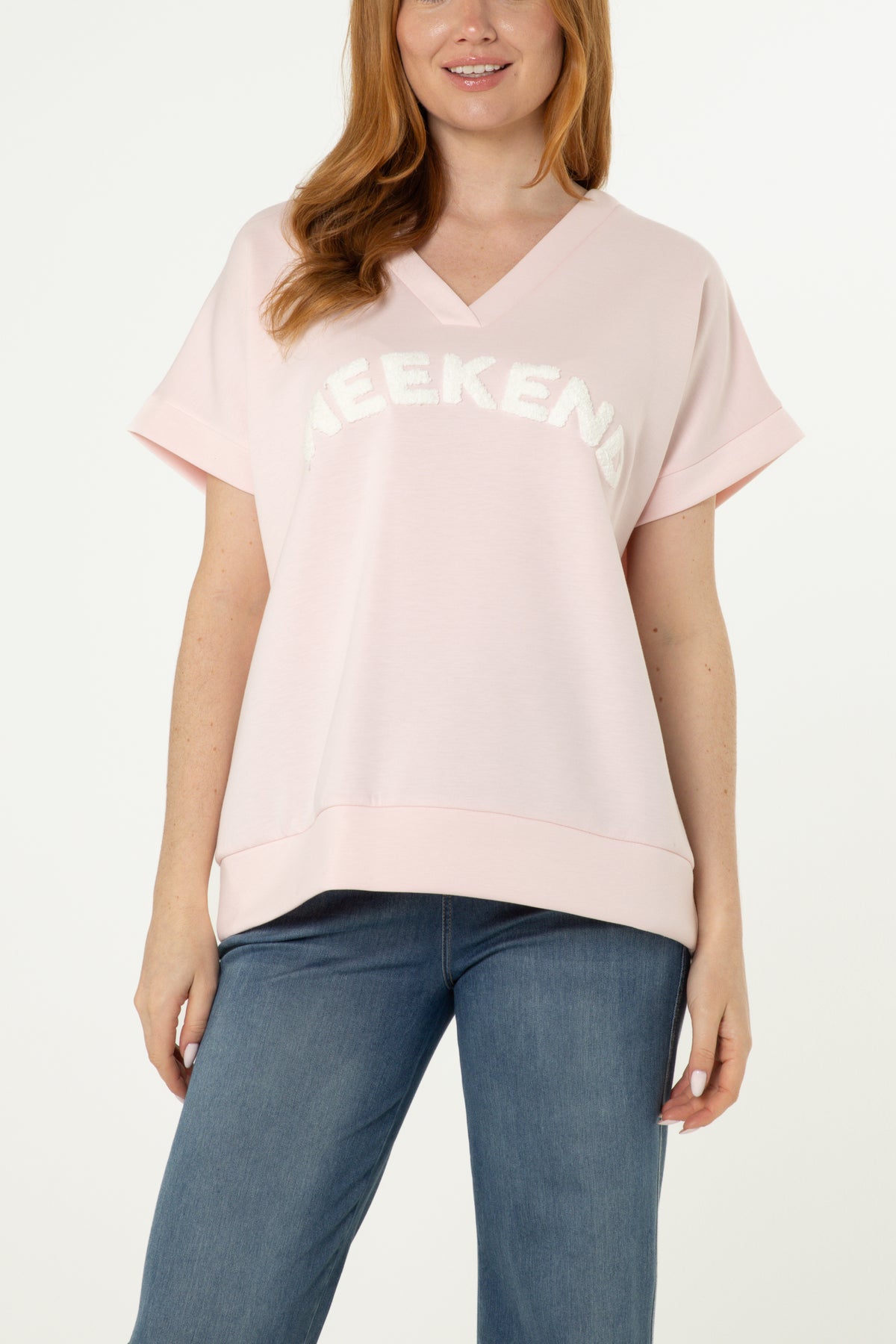 "Weekend" Short Sleeve Sweat Top