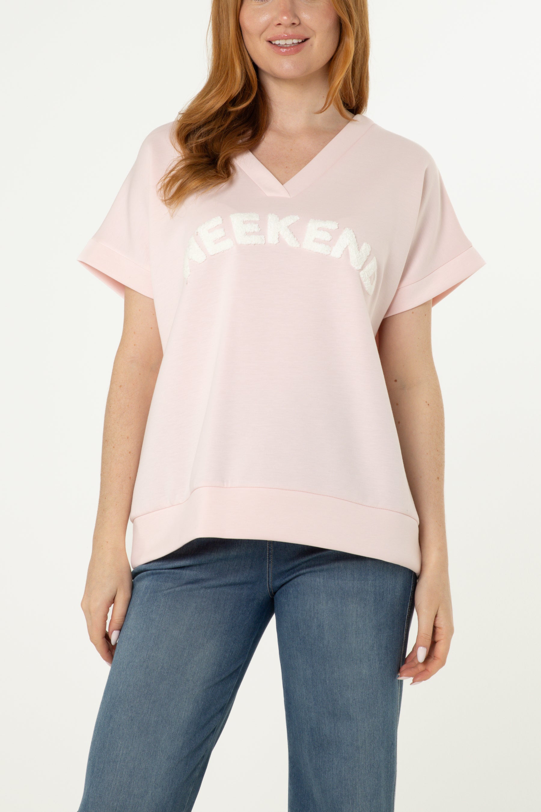 "Weekend" Short Sleeve Sweat Top