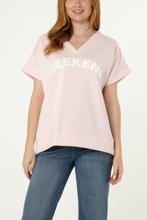 "Weekend" Short Sleeve Sweat Top