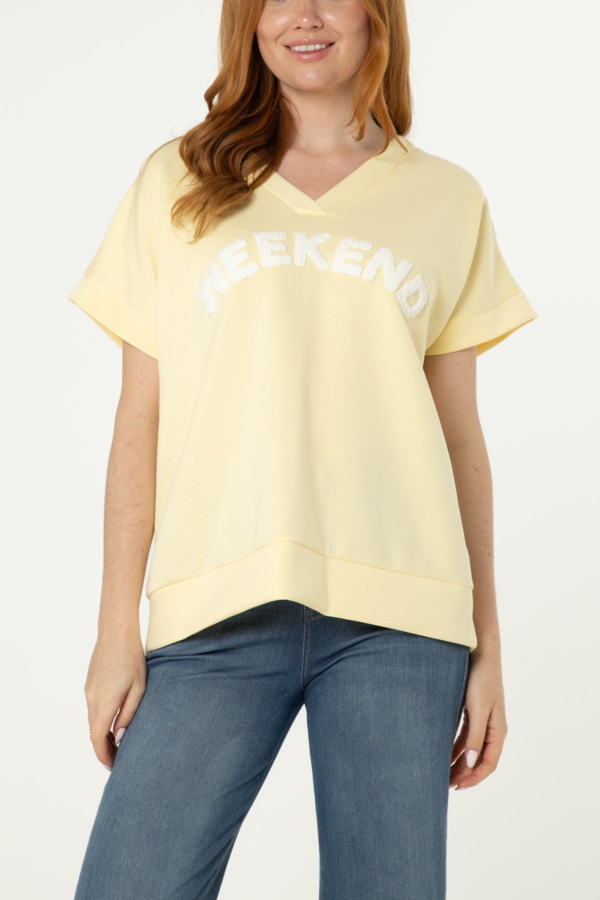 "Weekend" Short Sleeve Sweat Top