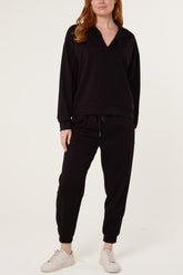 Collar V-Neck Top & Trouser Sweat Set