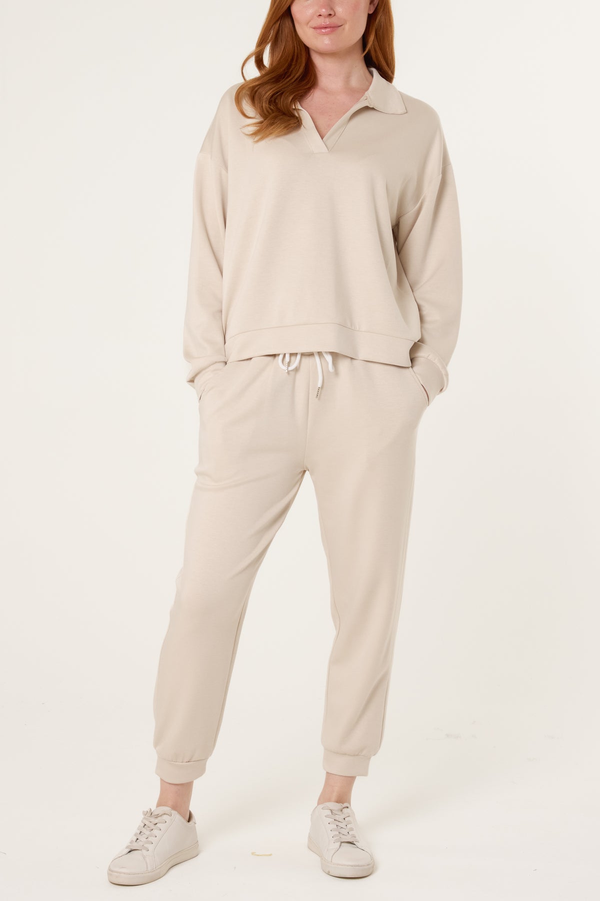 Collar V-Neck Top & Trouser Sweat Set