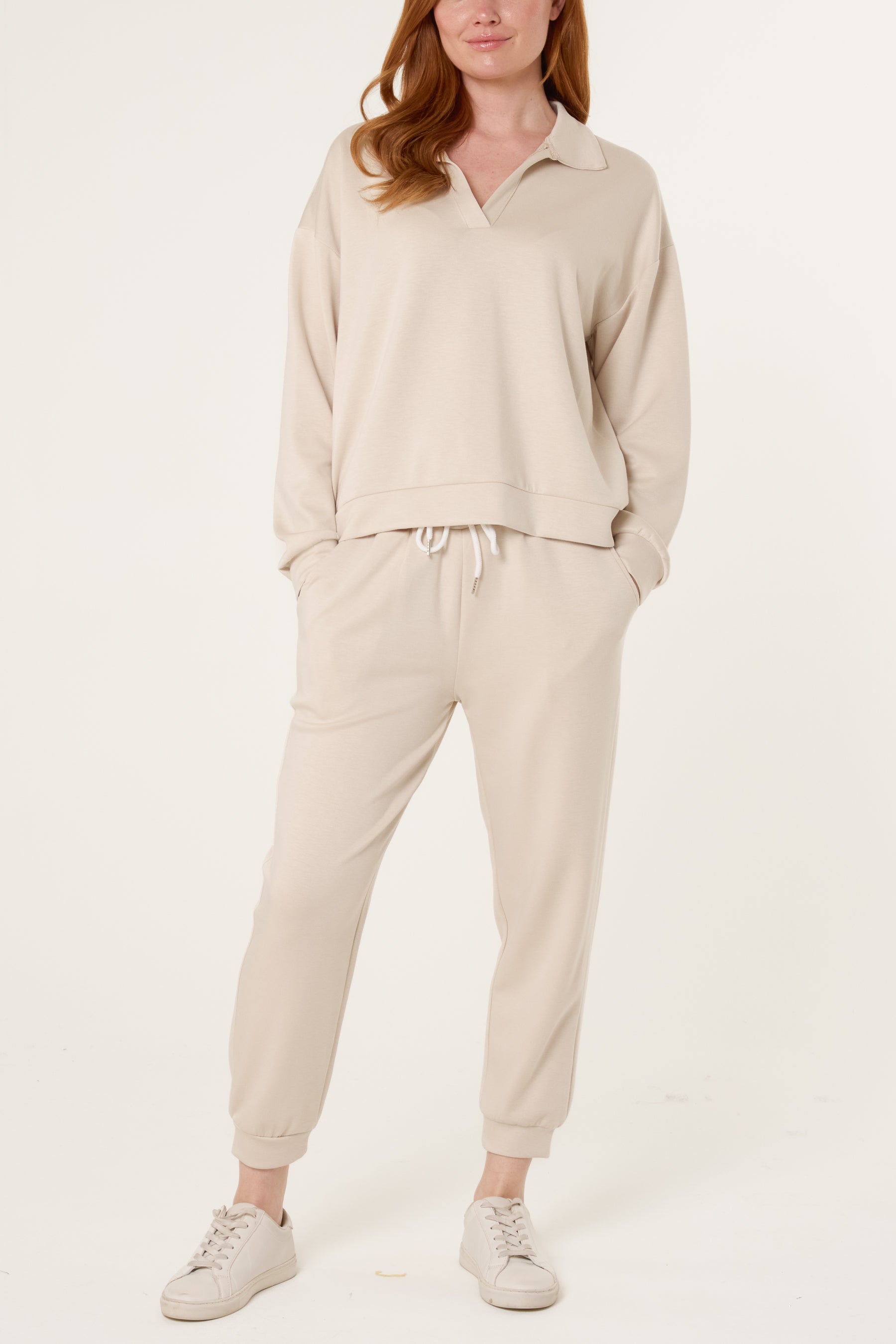 Collar V-Neck Top & Trouser Sweat Set