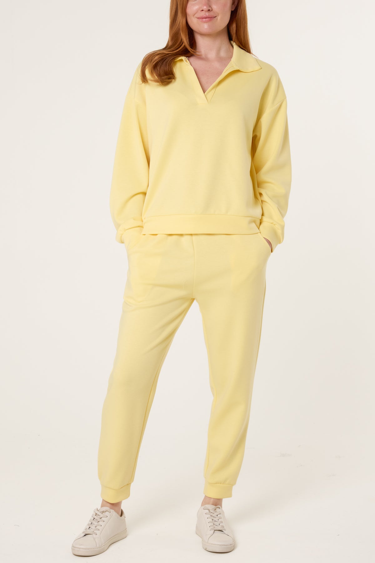 Collar V-Neck Top & Trouser Sweat Set