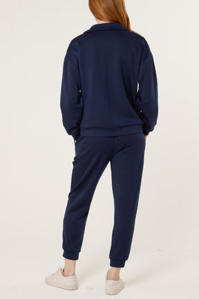 Collar V-Neck Top & Trouser Sweat Set