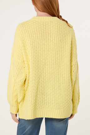 Round Neck Cable Knit Jumper