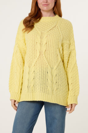Round Neck Cable Knit Jumper