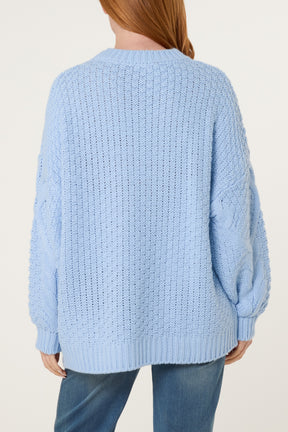 Round Neck Cable Knit Jumper