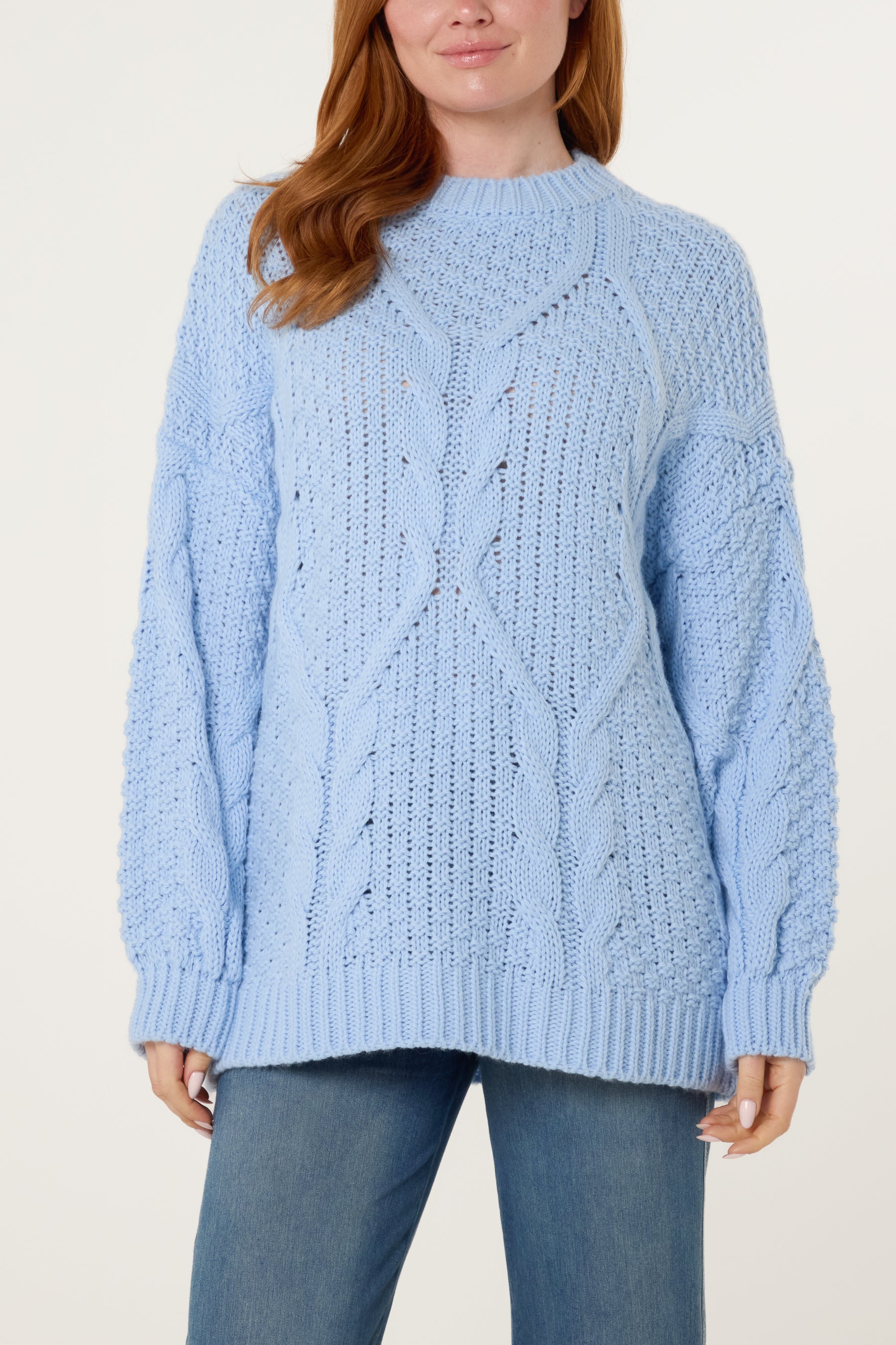 Round Neck Cable Knit Jumper