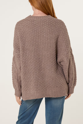 Round Neck Cable Knit Jumper