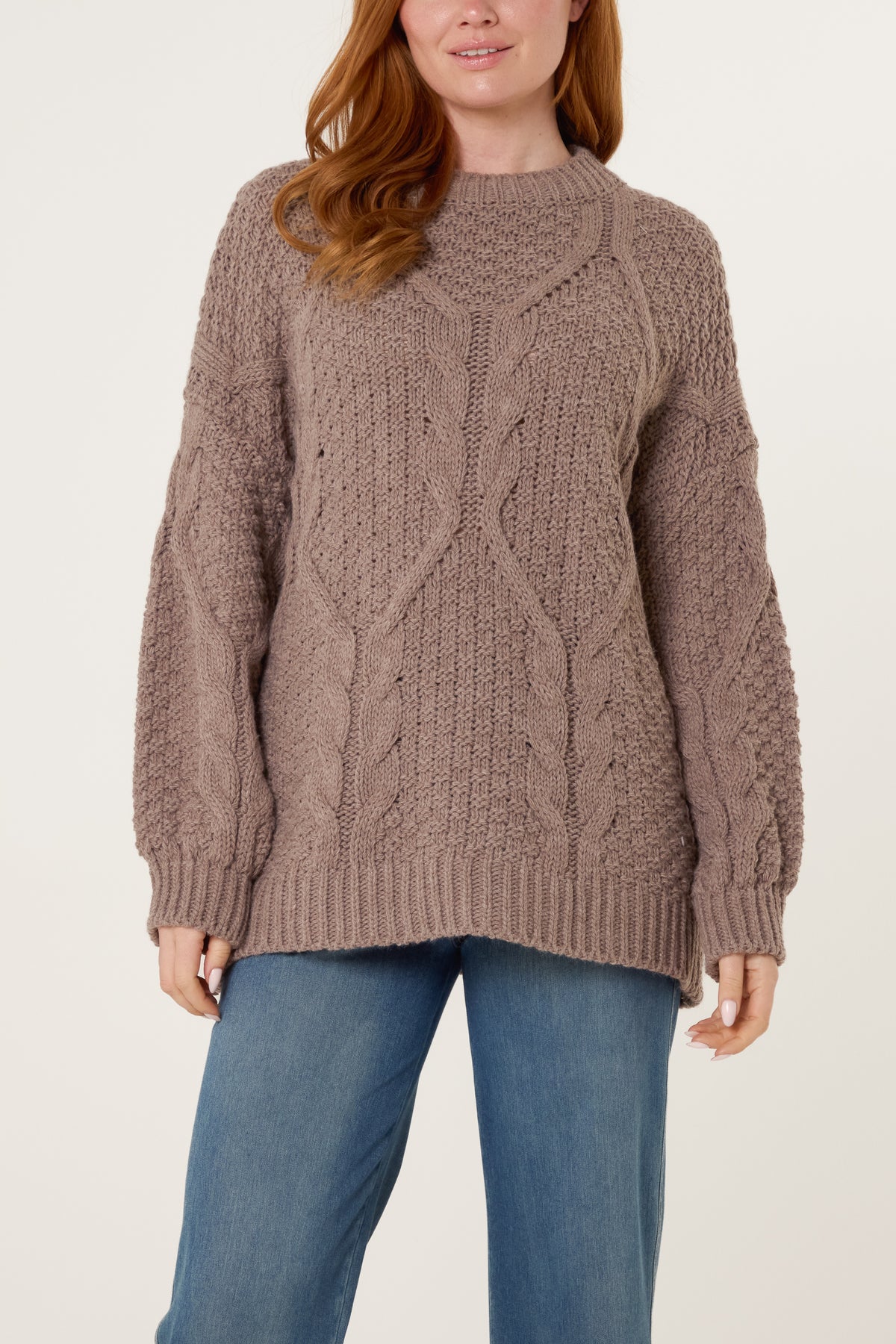 Round Neck Cable Knit Jumper