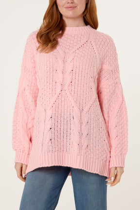 Round Neck Cable Knit Jumper
