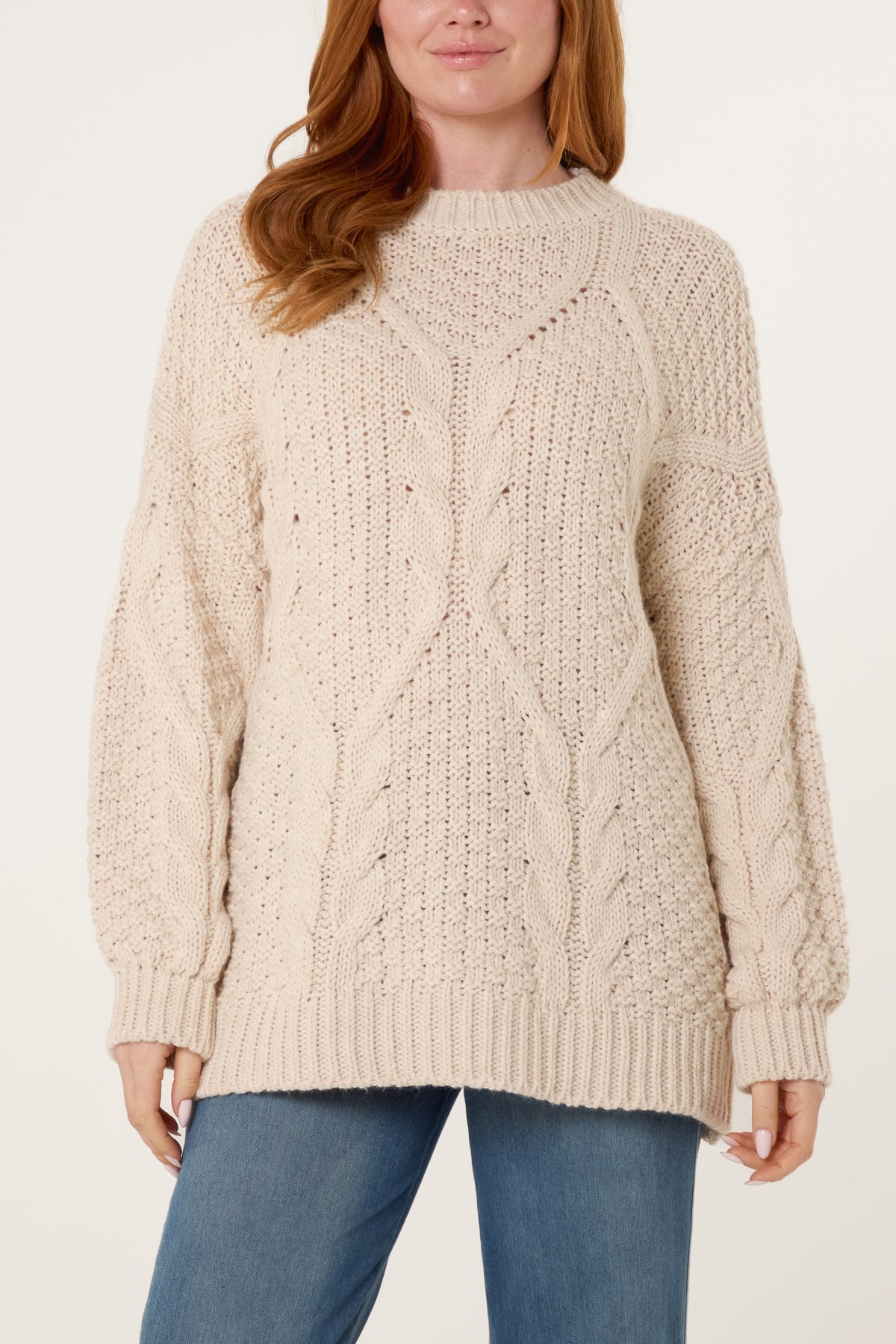 Round Neck Cable Knit Jumper