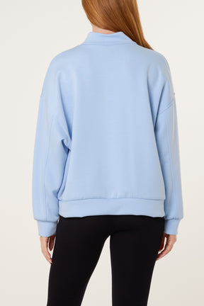 "New York" Embroidery Zip Up Sweatshirt