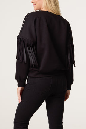 Studs & Frill Sleeve Sweatshirt
