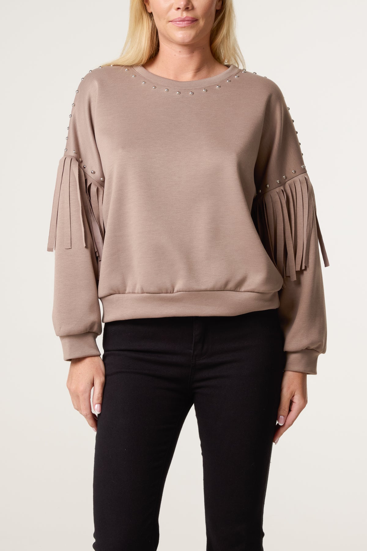 Studs & Frill Sleeve Sweatshirt